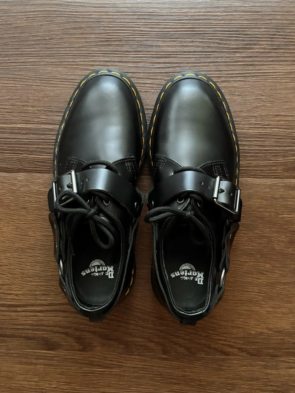 Dr. Martens Henree Polished Smooth Leather Buckle Shoes